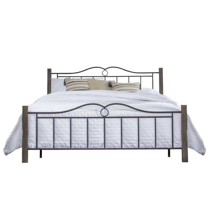 Hillsdale Furniture Dumont Metal King Bed with Double Arched Scroll ...