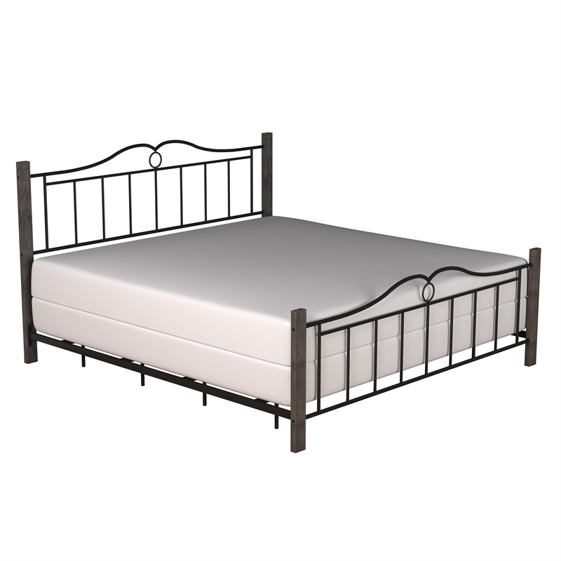 Hillsdale Furniture Dumont Metal King Bed With Double Arched Scroll Design Black