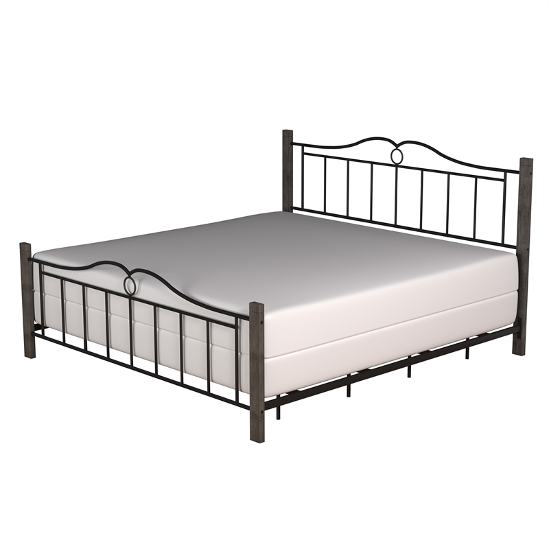 Hillsdale Furniture Dumont Metal King Bed With Double Arched Scroll Design Black