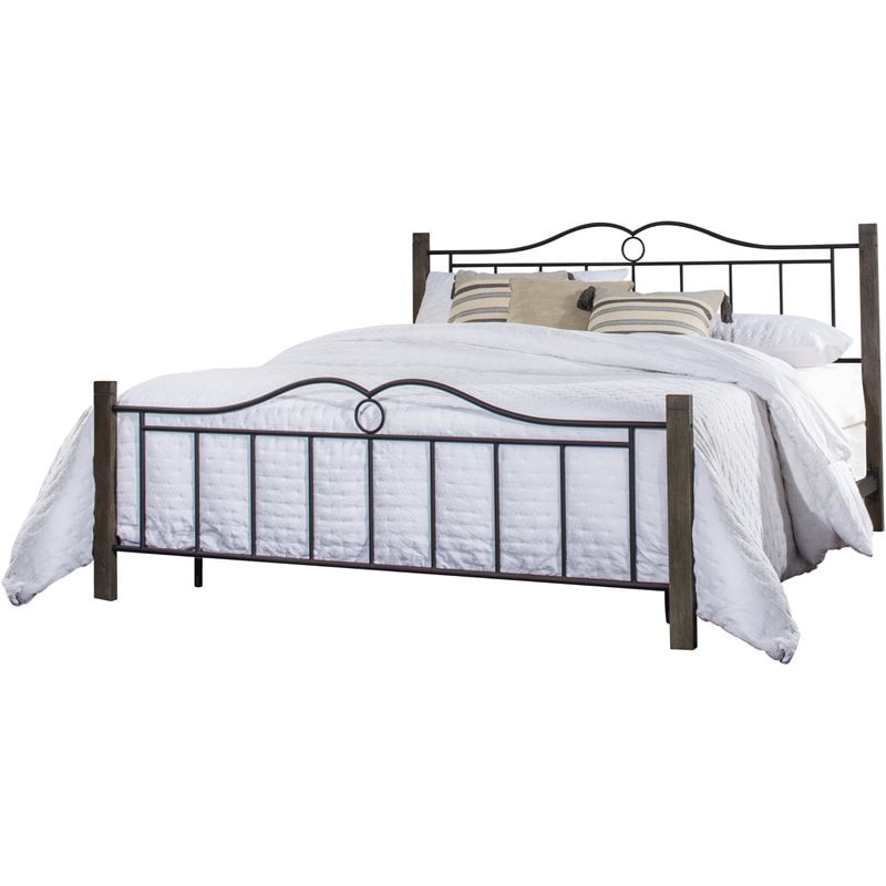 Hillsdale Furniture Dumont Metal King Bed With Double Arched Scroll Design Black
