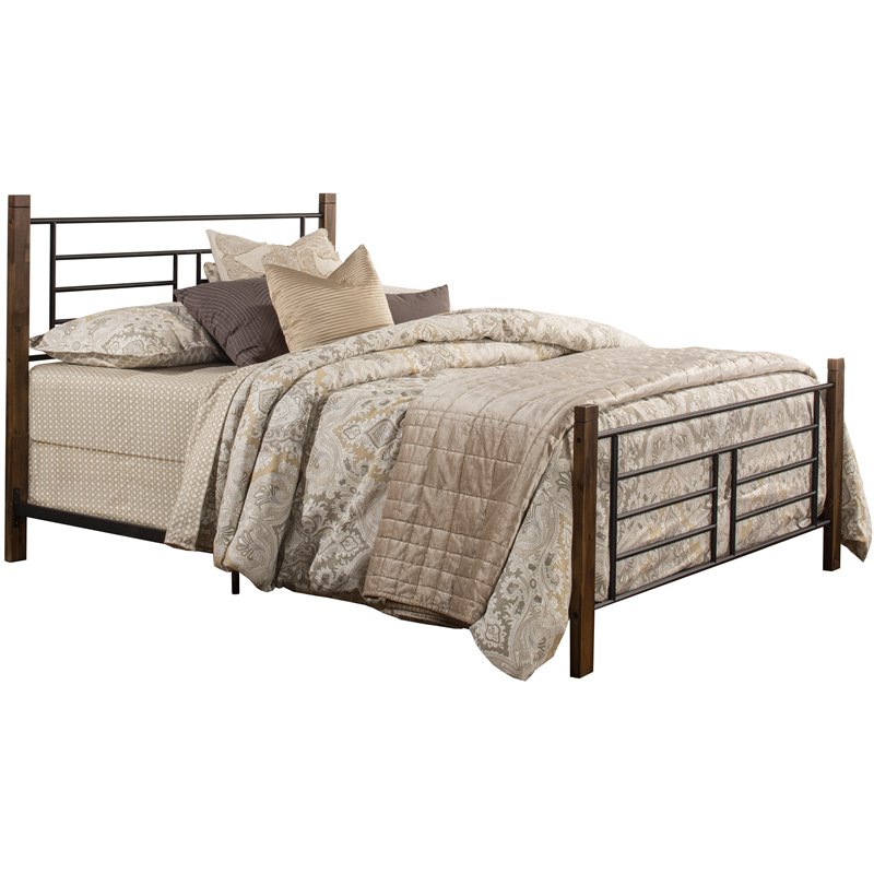 Hillsdale Furniture Raymond Metal Queen Bed with Wood Posts and Frame