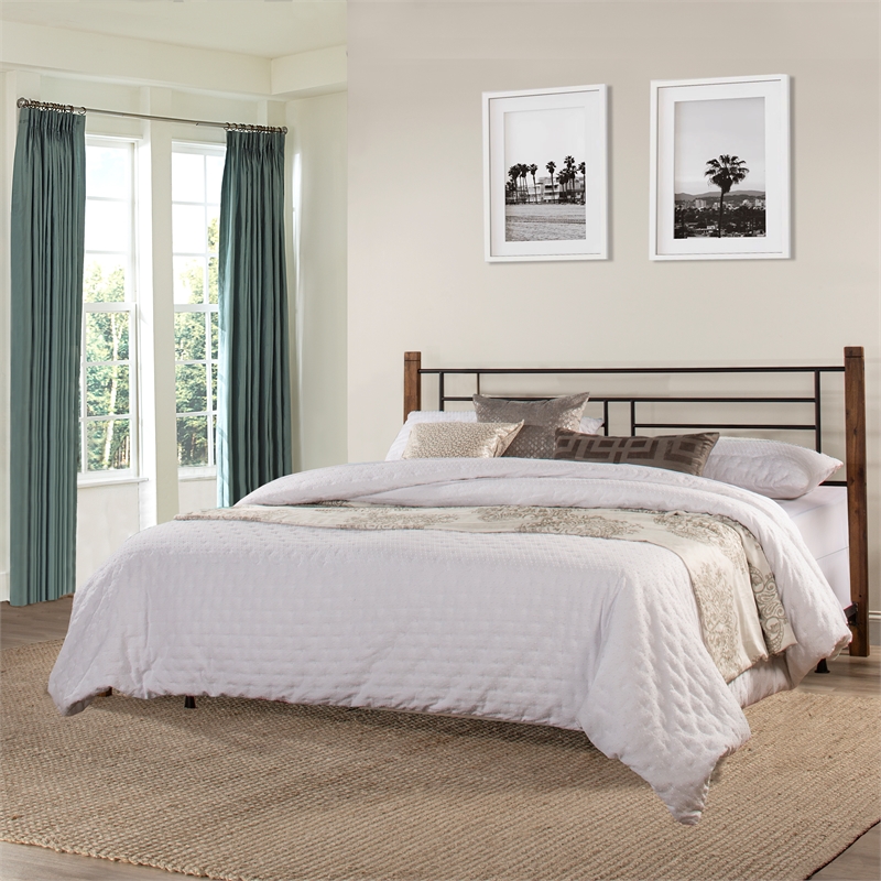 Hillsdale Furniture Raymond Black Metal King Headboard and Brown Wood