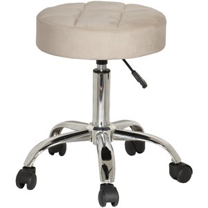 hillsdale furniture nora tufted adjustable backless metal vanity stool in cream