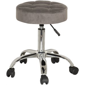 hillsdale furniture nora tufted adjustable backless metal vanity stool in gray
