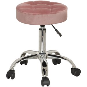 hillsdale furniture nora tufted adjustable backless metal vanity stool in pink