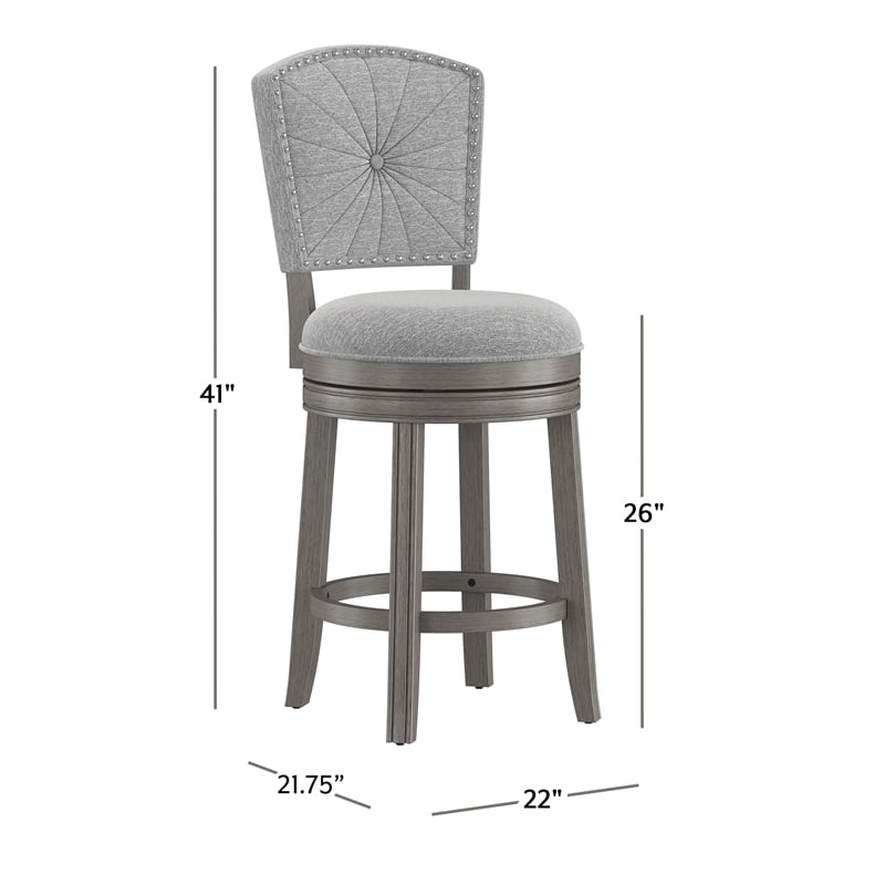 Hillsdale Santa Clara II 26 Wood Contemporary Counter Stool in Gray