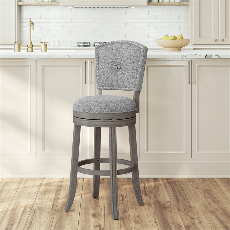 Hillsdale Santa Clara II 30 Wood Contemporary Bar Stool in Gray