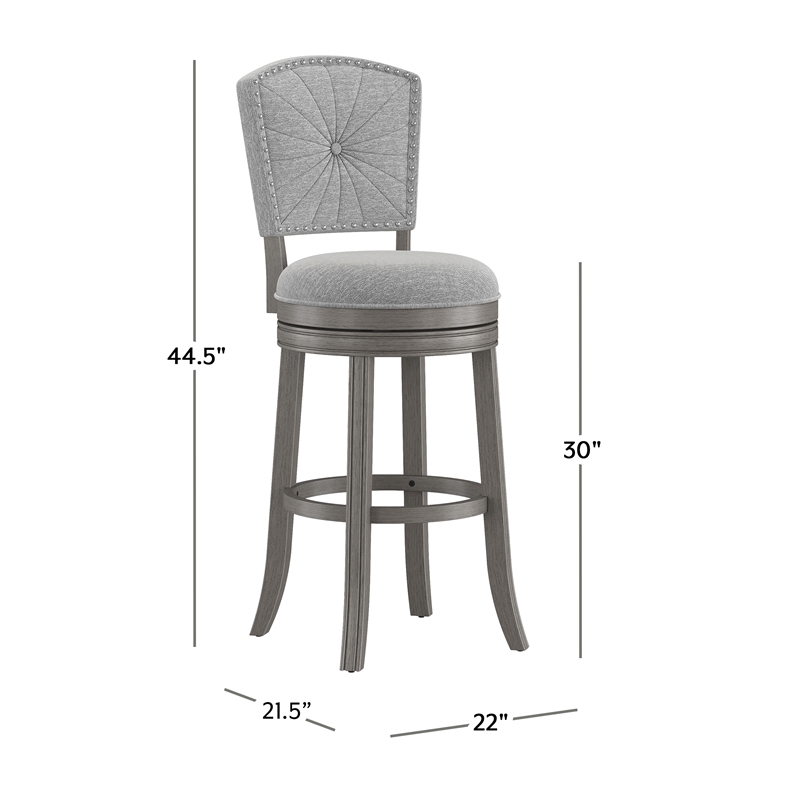 Hillsdale Santa Clara II 30 Wood Contemporary Bar Stool in Gray