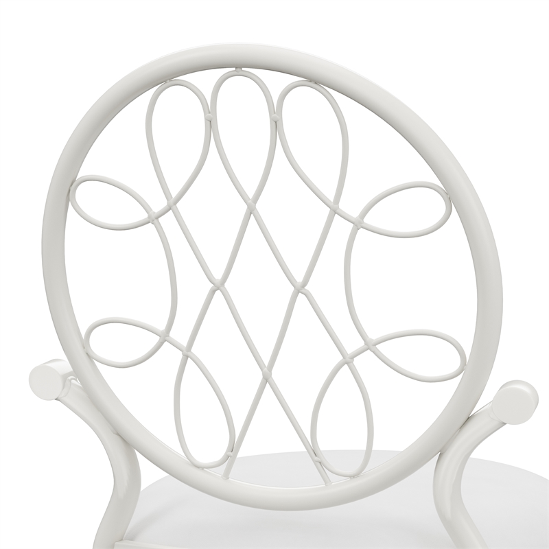 Hillsdale Furniture O'Malley Metal Vanity Stool Shiny White with White Fabric