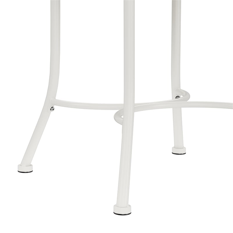 Hillsdale Furniture O'Malley Metal Vanity Stool Shiny White with White Fabric