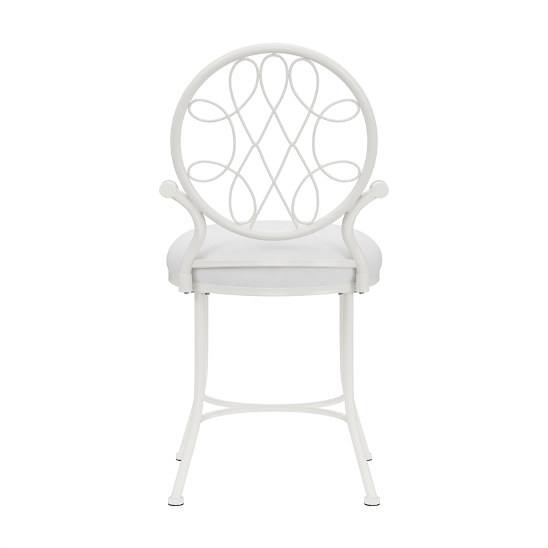 Hillsdale Furniture O'Malley Metal Vanity Stool Shiny White with White Fabric