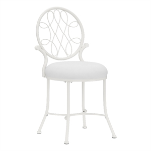Hillsdale Furniture O'Malley Metal Vanity Stool Shiny White with White Fabric