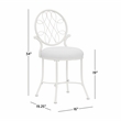 Hillsdale Furniture O'Malley Metal Vanity Stool Shiny White with White Fabric