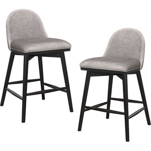 hillsdale furniture st. claire wood bar height stool  black with gray fabric