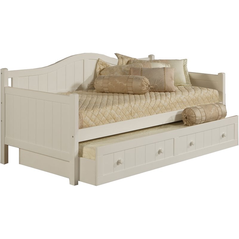 Hillsdale Staci Wood Daybed in White Finish With Trundle | Cymax Business