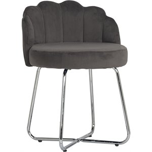 hillsdale furniture catalina metal vanity stool in dark gray fabric