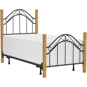 Hillsdale Winsloh Twin Metal Poster Bed in Black and Medium Oak