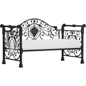 hillsdale mercer metal sleigh daybed with suspension deck in antique brown