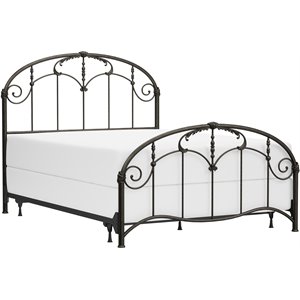 Hillsdale Jacqueline Ornate Queen Metal Spindle Bed in Old Brushed Pewter