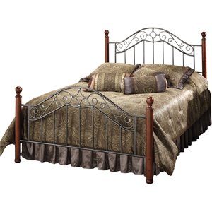 hillsdale martino metal poster bed in smoked silver and cherry