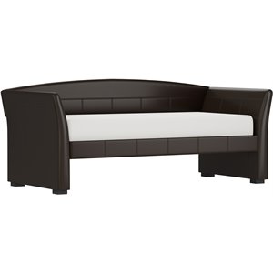 hillsdale montgomery faux leather upholstered sleigh daybed in brown