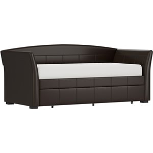 Hillsdale Montgomery Faux Leather Upholstered Sleigh Daybed and Trundle in Brown