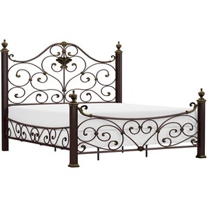 hillsdale mikelson metal poster bed in aged antique gold