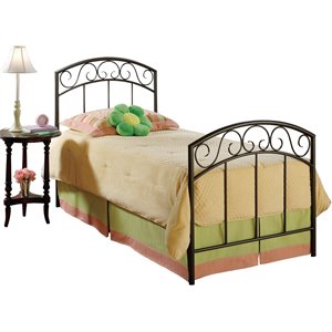 hillsdale wendell contemporary metal spindle bed in copper pebble