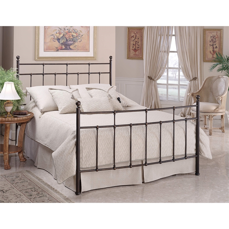 Hillsdale Providence Traditional King Metal Spindle Bed in Antique Bronze