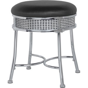 hillsdale venice backless chrome metal vanity stool with black faux crystals