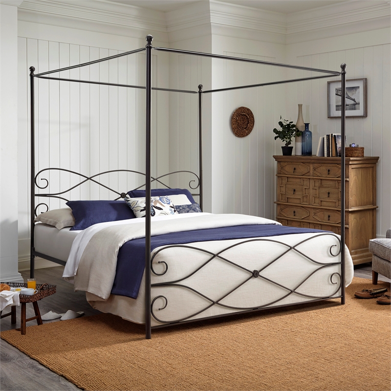 Hillsdale Furniture Kensie Metal King Canopy Bed Oiled Bronze 2623BKRC