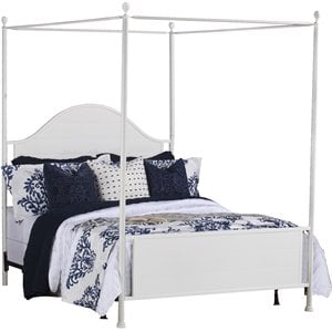 hillsdale furniture cumberland king metal canopy bed with frame brushed white