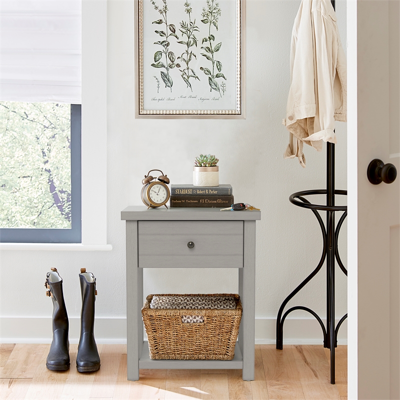 Living Essentials by Hillsdale Harmony Wood Accent Table in Gray