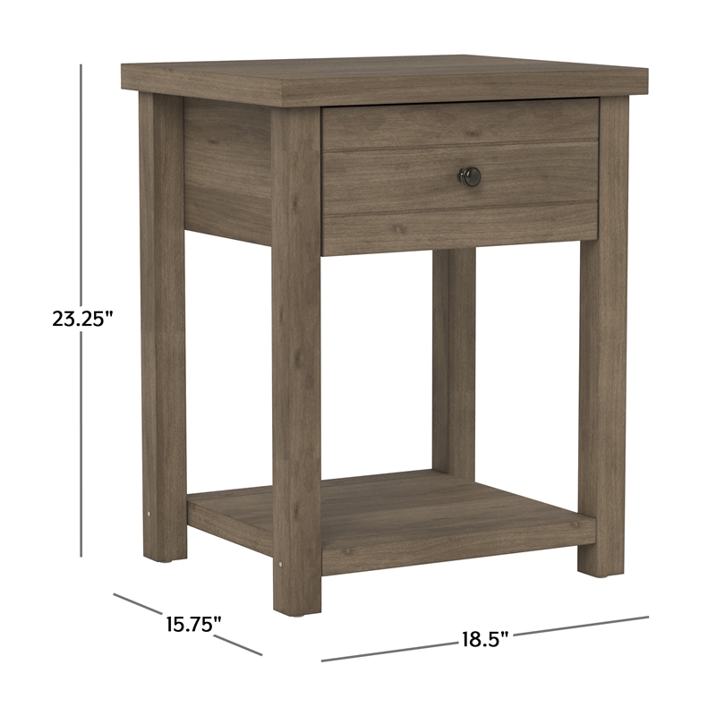 Living Essentials by Hillsdale Harmony Wood Accent Table in Knotty Gray Oak
