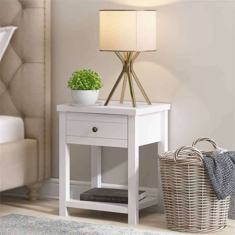 Living Essentials by Hillsdale Harmony Wood Accent Table in Matte White
