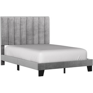 hillsdale furniture crestone upholstered full platform bed in gray fabric