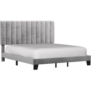 hillsdale furniture crestone upholstered king platform bed in gray fabric