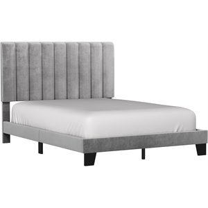 hillsdale furniture crestone upholstered queen platform bed in gray fabric