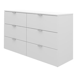 hillsdale delmar 6-drawer modern wood bedroom dresser in matte white