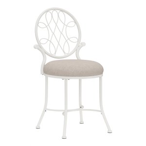 Hillsdale O'Malley Traditional Metal/Fabric Vanity Stool in White