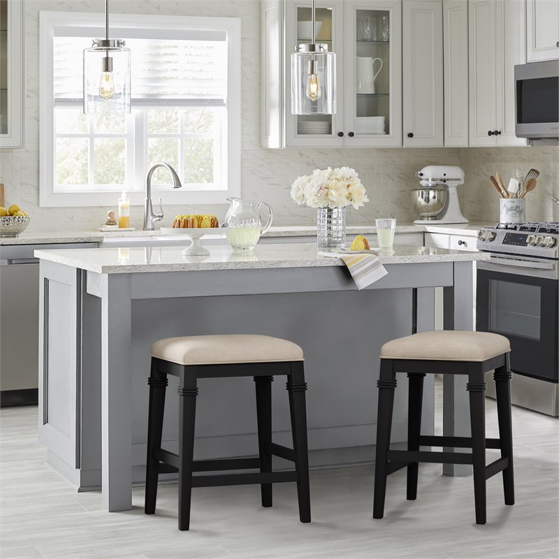 Hillsdale Arabella Wood Coastal Counter Stool in Black/Light