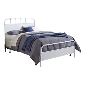 hillsdale grayson coastal steel metal queen size bed in white