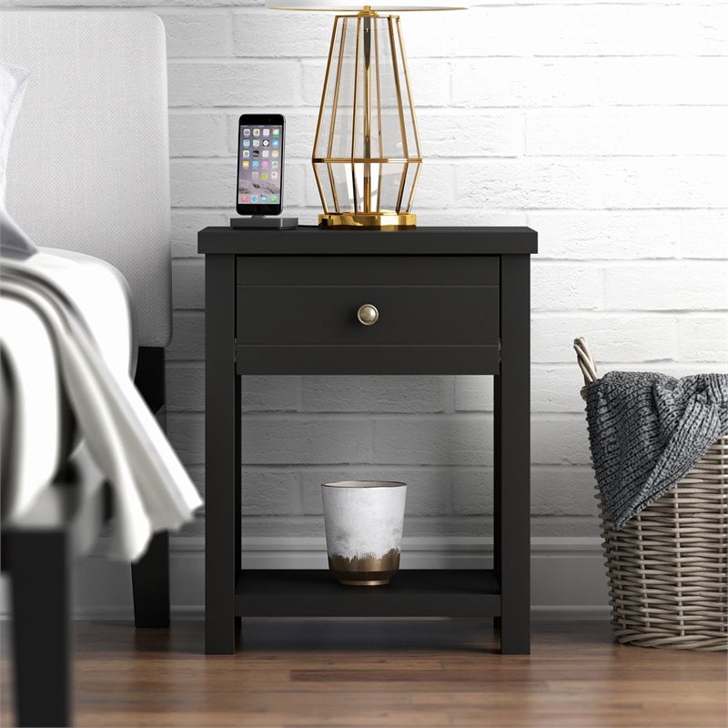 Hillsdale Harmony Storage Farmhouse Wood Accent Table in Black