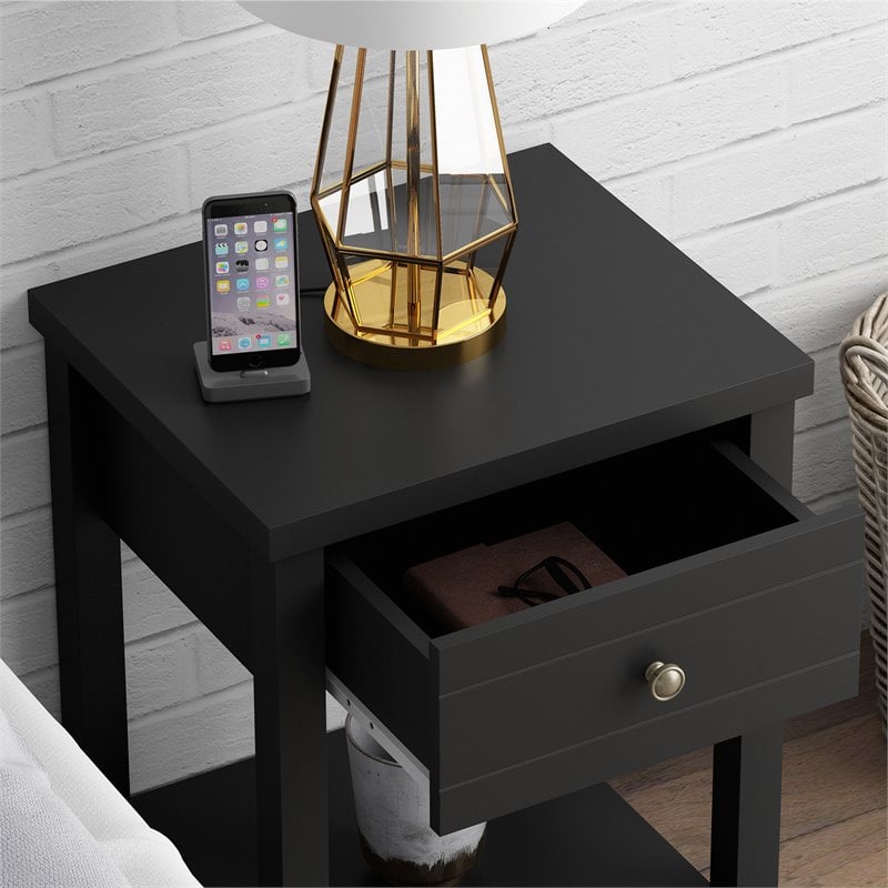 Hillsdale Harmony Storage Farmhouse Wood Accent Table in Black
