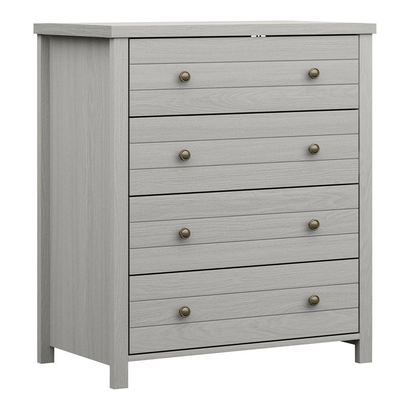 Hillsdale Harmony 4-Drawer Farmhouse Wood Bedroom/Livingroom Chest in Gray