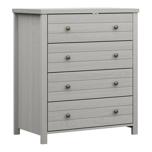 hillsdale harmony 4-drawer farmhouse wood bedroom/livingroom chest in gray
