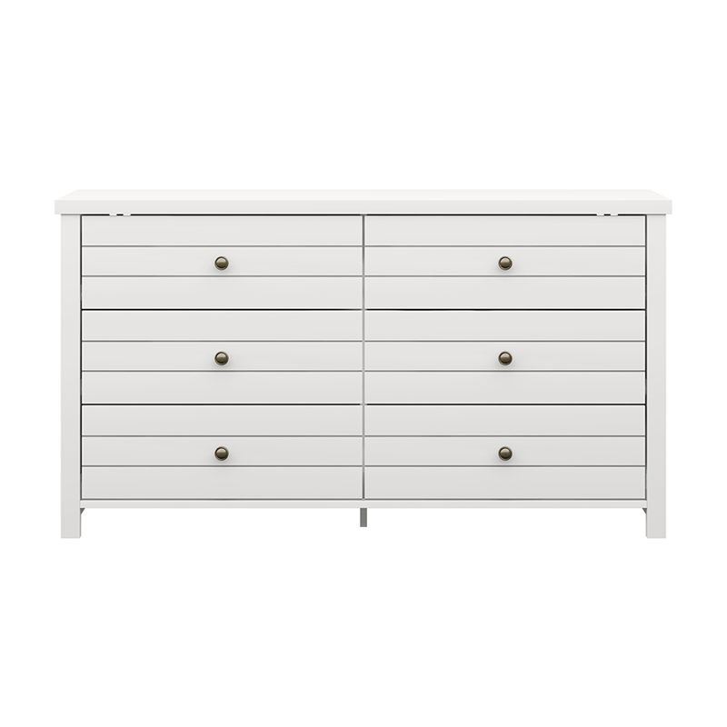 Hillsdale Harmony 6-Drawer Coastal Wood Bedroom Dresser in White