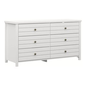 hillsdale harmony 6-drawer coastal wood bedroom/livingroom dresser in white