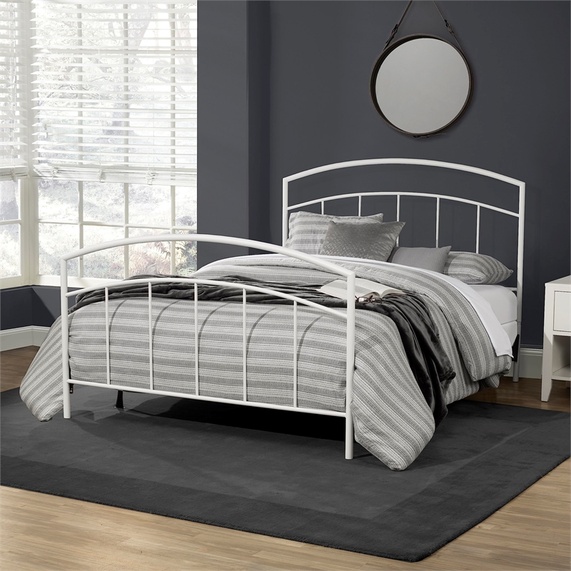Hillsdale Julien Modern Sturdy Metal Queen Size Bed in Textured White