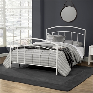 Hillsdale Julien Modern Sturdy Metal Queen Size Bed in Textured White